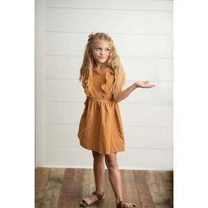 Kids Rust Ruffle Button Back to School Jumper Dress